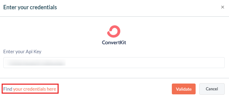 Enter the ConvertKit Api Key